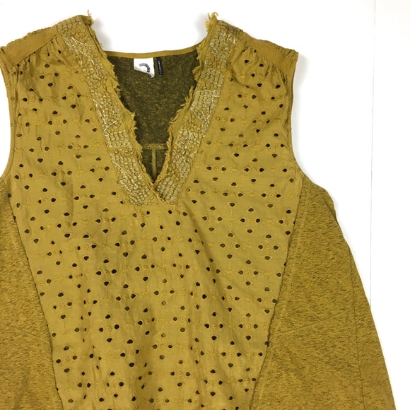 Anthro Akemi + Kin Boho Mustard Cadiz Top sz M - Picture 5 of 8